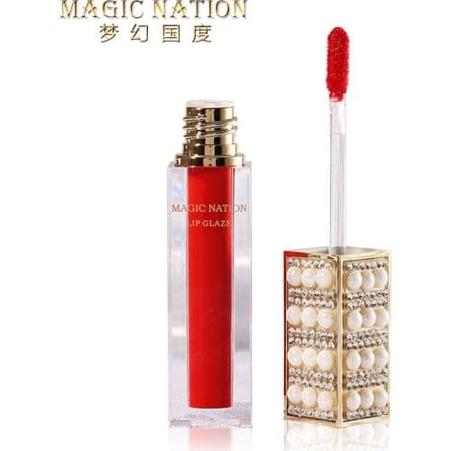 Magic Nation Beauty Pearl Starry Diamond Lip Gloss Matte 6 colors Waterproof Red Velvet Sexy Color Nude Makeup Lip Glaze