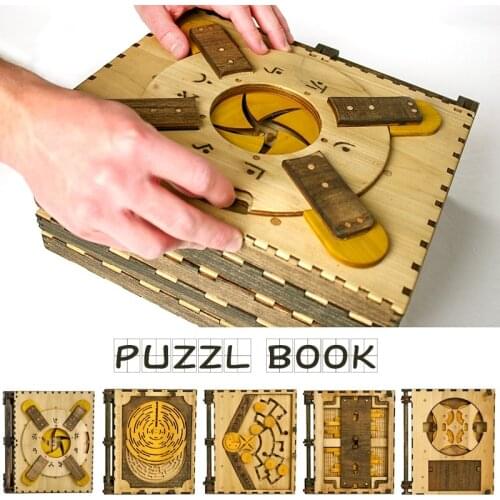 Wooden DIY Puzzle Book Nook Da Vinci Code Codex Silenda Fidget Toys Educational Unlock Toy Gifts for Children Adults