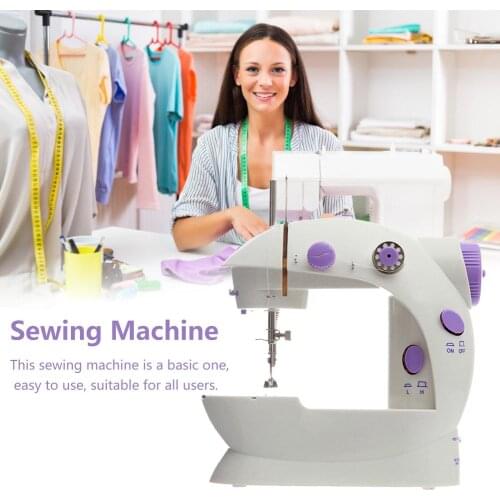 Mini Electric Handheld Sewing Machine Dual Speed Adjustment with Light Foot AC100-240V Double Threads Pendal Sewing Machine
