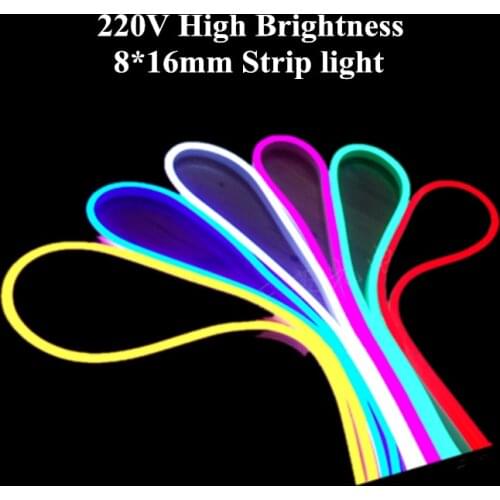 AC220V 8*16mm Mini Led Flex Neon Sign High Brightness SMD 2835 Double Lighting Led Neon Rope-Emitting Led Strip Light + EU Plug