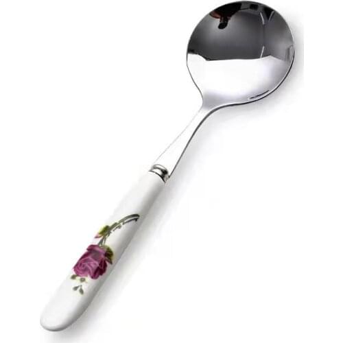 Coffee Spoon Luxury Stainless steel Ceramic Tableware Spoon - Fruit Cutlery