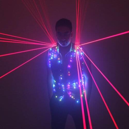 Red Laser Waistcoat LED Clothes, Laser Suits, 650nm Laser Man Costumes For Nightclub Performers
