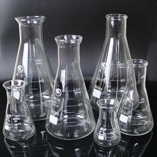 Lab 50ml to 2000ml Borosilicate Glass Flask with trumpet-shaped Neck Conical Triangular Flask for Lab Chemical Equipment
