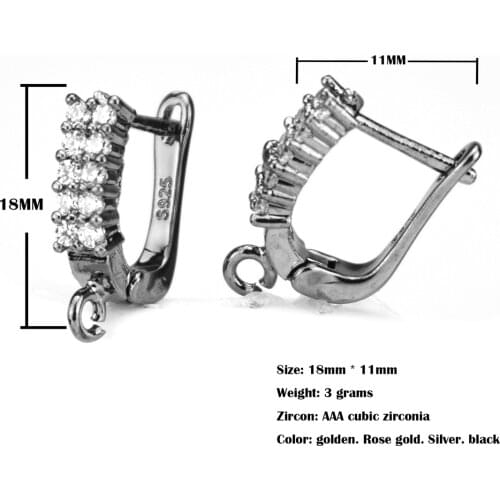 DIY handmade jewelry making micro-inlaid copper jewelry square double row zircon earring joint earring clip new fashion