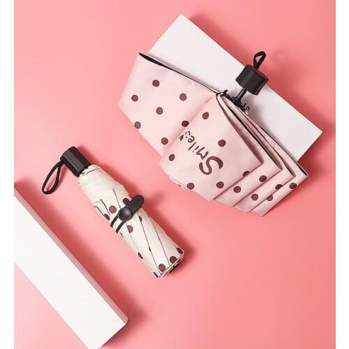 Mini Umbrella Womens Rain or Rain Five-folding Umbrella Anti-ultraviolet Ultra-light Black Glue Foldable Umbrella