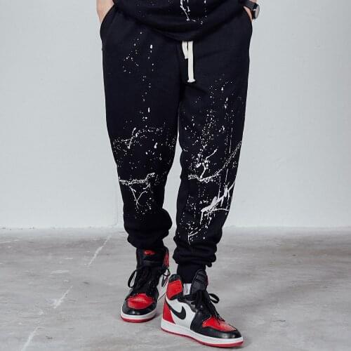 Streetwear Graphic Cotton Black Jogger Sweatpants Men