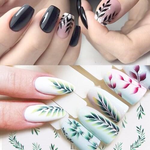 29 Sheets Tropical Leaves Nail Slider Water Decals Botanical Leaf Nail Stickers Butterfly Flowers Nail Art Transfer Sticker