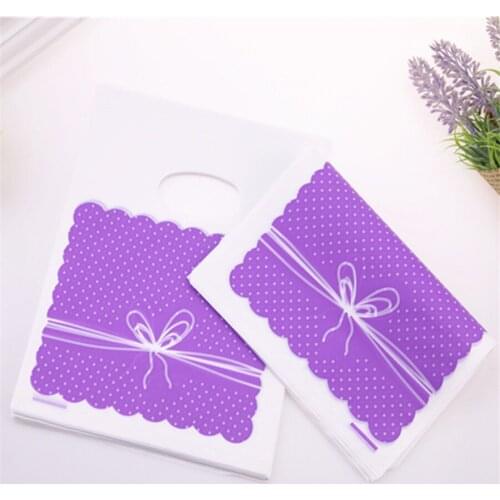 New Design Wholesale 100pcs/lot 15*20cm Purple Wedding Favors and Gifts Plastic Packaging Bags With Bow New Year Gift Bags