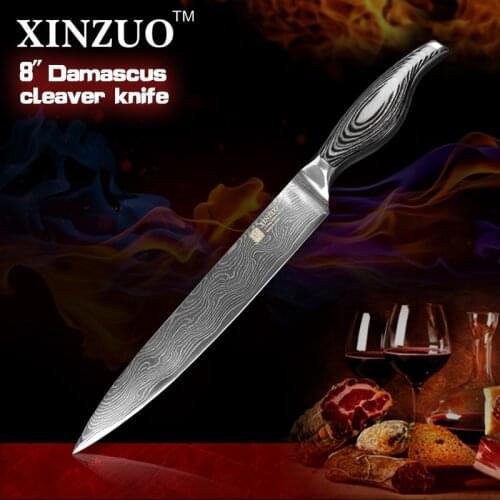 XINZUO 8"Chef Knife Japanese VG10 Damascus Steel Kitchen Knives Stainless Steel Japan Style Santoku Chef knife Pakkawood Handle