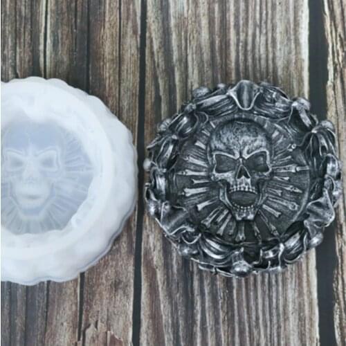Ashtray Resin Silicone Mold 3D Creative Flame Skull Ashtray Halloween Decoration Tool For Produce Gypsum Resin Concrete Craft