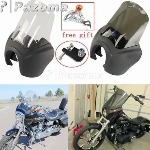 Motorcycle 15" Front Headlight Fairing Windshield Windscreen Protector Custom For Harley Dyna Street Bob FXR FXDXT 2006-2017