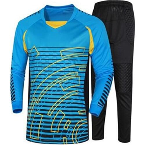 Adult Professional Goalkeeper Soccer Jersey Set Sponge Protection Goalie Football Uniform Defender Long Shirt Pants & Shorts Kit