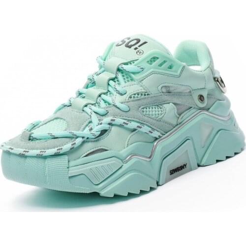 RASMEUP Genuine Leather Womens Platform Sneakers 2020 Summer Mesh Breathable Women Chunky Shoes Ladies Trainers Footwear