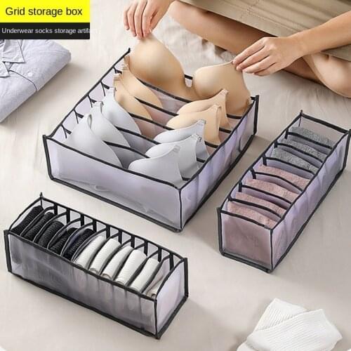 Grid storage boxed underwear socks bras panties, drawers compartments childrens wardrobe finishing household
