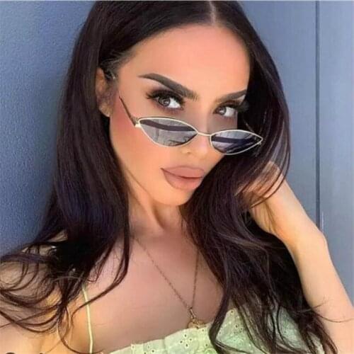 Small Cat Eye Sunglasses Women Color Lens Sun Glasses Casual Lady Light Weight Eyeglasses Female Vintage Metal Eyewear UV400