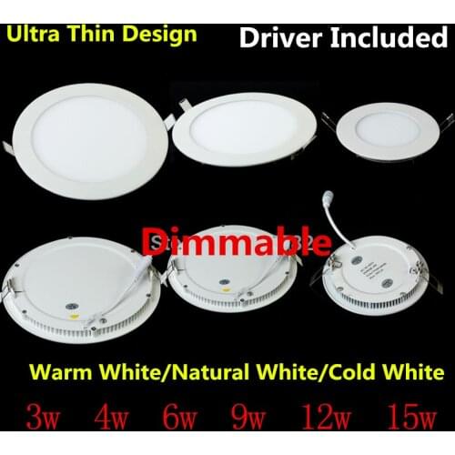 Dimmable LED Downlight 3W 4W 6W 9W 12W 15W 25W Recessed LED Ceiling Panel Light Dimmable indoor light AC85-265V led lamp