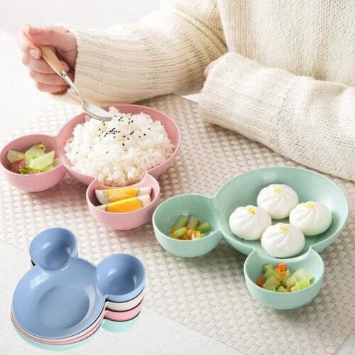 Mickey Bowl Dishes Cartoon Mouse Bento Lunch Box Baby Children Food Container Rice Feeding Bowl Plastic Snack Plate Tableware