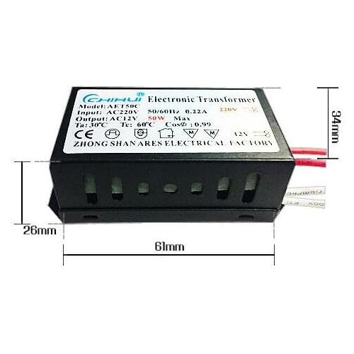 High quality Sufficient Power Electronic Transformer For Halogen Lamp AC 220V To AC 12V 50W 3 year warranty