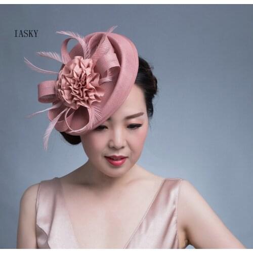 New Luxury Women Fascinator Headdress BIg Flower Feather Bride Headwear Hair Clip Fashion Race Dinner Party Derby Fascinator Hat