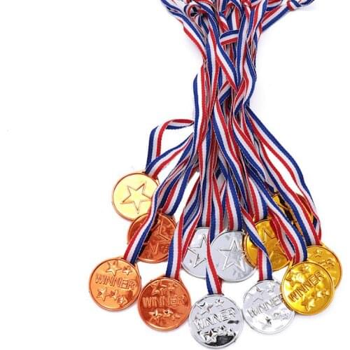Gold Silver Bronze Award Medal with Ribbon Plastic Winner Prize for Kids Childrens Events Classroom School Games Sports Gift