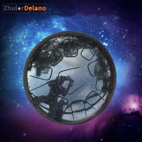 Starry Sky Handdrum Steel Tongue 8/13 Notes 10/12 Inches Yoga Meditation Relax Percussion Musical Instrument with Travel Bag