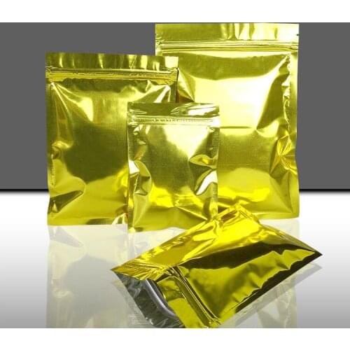 100Pcs/ Lot 10*15cm Golden Zipper Aluminum Foil Valve Party Package Pouches Ziplock Coffee Powder Nuts Mylar Packaging Bags
