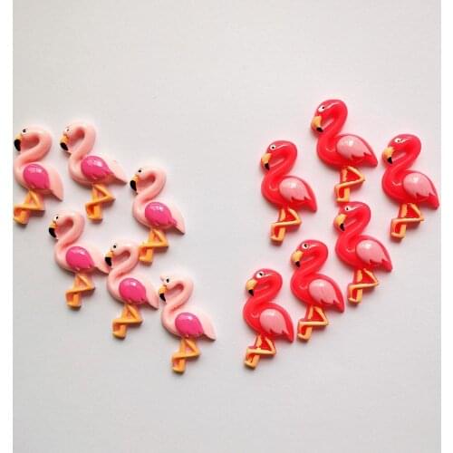 100pcs/lot Kawaii Resin Flat back Charms Flamingos Pendants for DIY Decoration Necklace Earring Keychain Hair Accessories Making