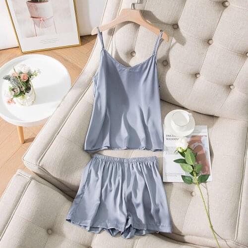 123 Summer Pajamas Set Women Pyjamas Sleepwear Nightwear Sleeveless Homewear Plus Size Short Pants Night Suit Night wear