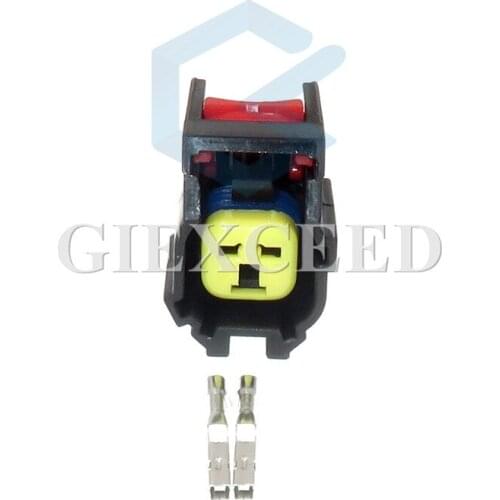 2 Sets 2 Pin Auto Fuel Injector Plug Electrical Cable Connector Female Socket For Gord BUICK BYD
