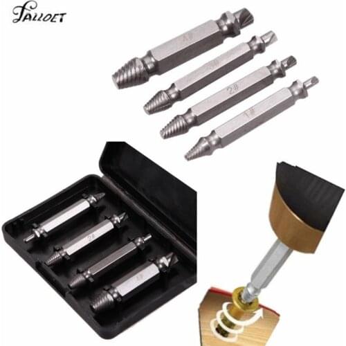 4pcs Damaged Screw Extractor Drill Bits Guide Set Broken Speed Out Easy out Bolt Stud Stripped Screw Remover Tool