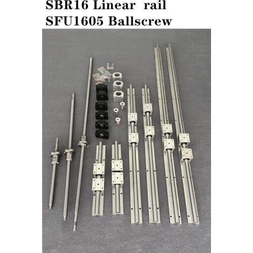 6 set SBR16 -300/1000/1300mm Linear Guide Rail + 3 set SFU1605 - 300/1000/1300mm Ballscrew set + 3 set BK/BF12 CNC Parts