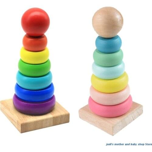 67JC Color Sorting Toy Wooden Stacking Building Block for Baby Brain Development