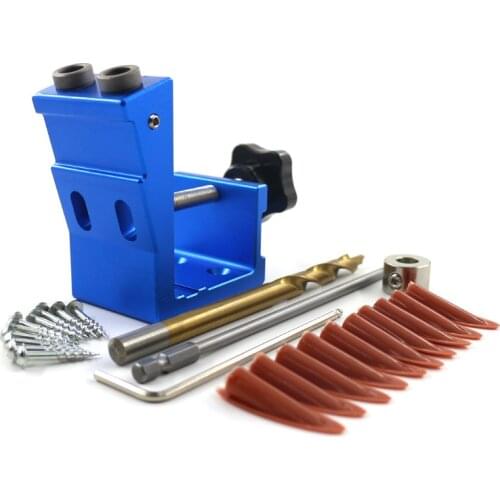 9.0mm Pocket Hole Puncher Jig Kit Angle Drill Guide Set For Wood Hole Saw Step Drill Bits Screwdriver Bit With Pocket Screws