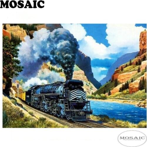 MOSAIC Diamond Embroidery,5D DIY Diamond Painting train Crafts Diamond Painting Cross Stitch Rhinestone painting wall art