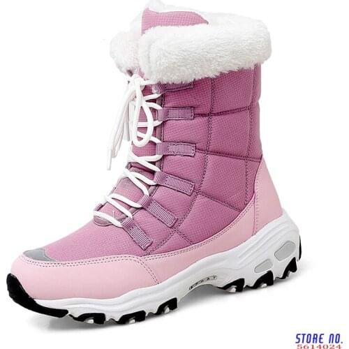 Ankle Boots For Women Winter Shoes Keep Warm Waterproof Snow Boots Ladies Lace-up Plus Size 42 Boots Chaussures Femme