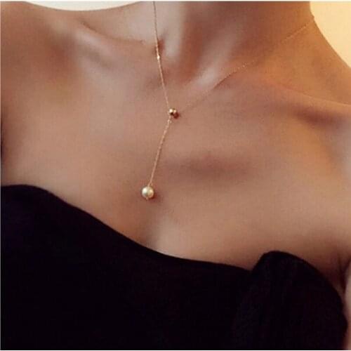 Charm Imitation Pearl Pendant Necklace Women Silver Gold Chain Adjustable Necklace Clavicle Choker Necklace Best Friend Jewelry
