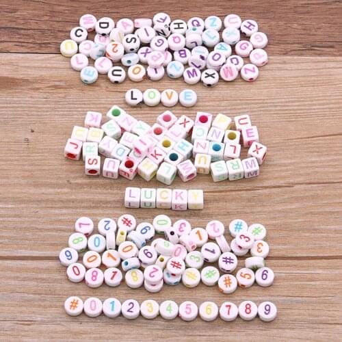 100Pcs 3 Styles Mixed Square Round Alphabet Letter Number Beads Charms Bracelet Necklace For Jewelry Making DIY Accessories