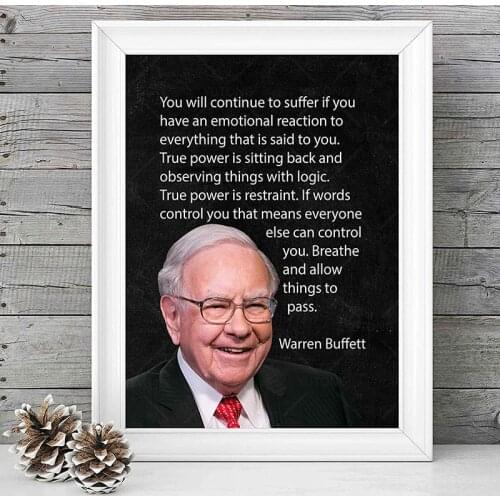 Warren Buffett Quotes "True Power Is Observing Things With Logic" Motivational Wall Art Print and poster canvas Ready to Frame