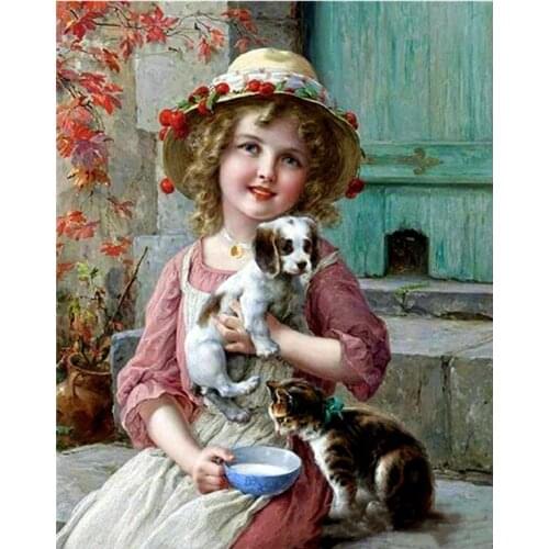 Girl 5D Diamond Painting Cross Stitch Full Square Diamond Mosaic Picture Of Rhinestones 20 x 25 cm Home Decor