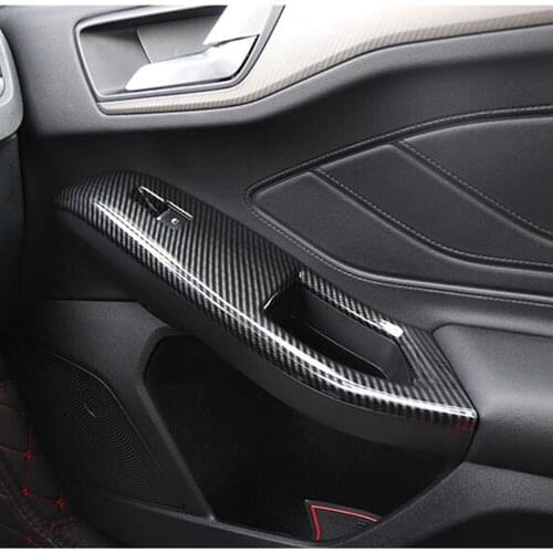 For Ford Focus 2019 2020 Carbon Fiber Car Armrest Window Switch Button Lift Panel Frame Trim Styling Interior Accessories LHD
