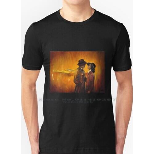 T Shirt 100% Pure Cotton Casablanca Humphrey Bogart Ingrid Bergman Well Always Have Paris