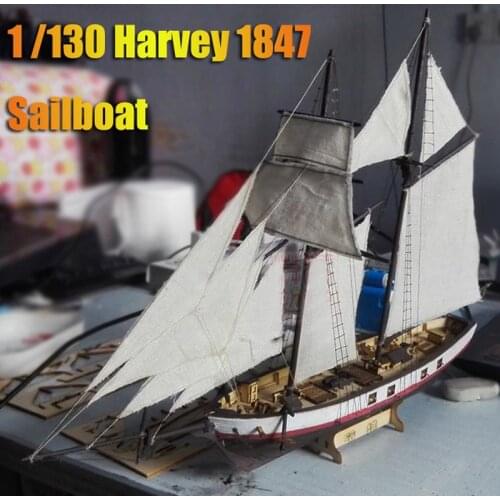 Hotes Laser-cut Wooden sailboat model kit The Harvey 1847 western Sail boat Model