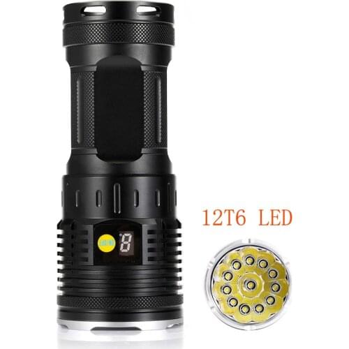 Best Quality new LED Flashlight 12x XM L T6 Tactical Torch 4x18650 Battery Powerful Led Flashlight Outdoor Camping light