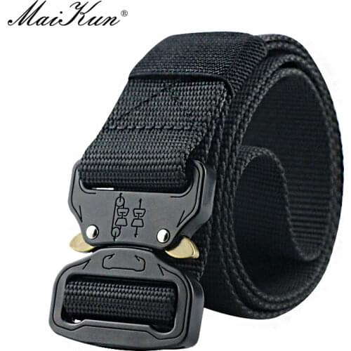Maikun Military Equipment Combat Tactical Belts for Men US Army Training Nylon Metal Buckle Waist Belt Outdoor Hunting Waistband