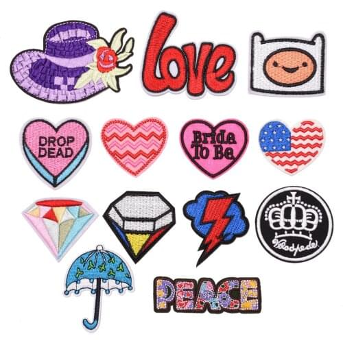 Peace Iron On Heart Patches For Clothes Embroidery Applique Sequin Love Letter Patch Jeans DIY Iron Sticker For Clothing