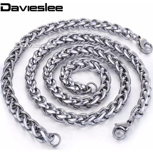 JEWELRY SET 3/3.5/5/6/8MM Stainless Steel Wheat Necklace Bracelet Chain Mens Chain Necklace KS101