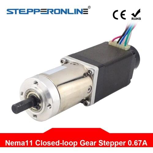 Nema 11 Closed-loop Gear Stepper Motor L=51mm Gear Ratio 51:1 Encoder 300CPR 0.67A Stepping Motor
