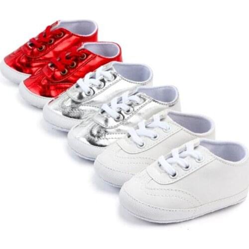 2019 New Baby PU Shoes Newborn Solid Antislip First Walkers Infant Boys Girls Sport Shoes