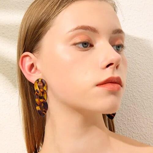 New Bohemia Statement Earrings for Women Brown Color Punk Acrylic Geometric Hanging Dangle Gold Earrings Brincos Fashion Jewelry