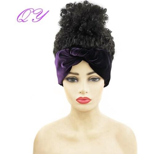 Headband Synthetic Womens Wig Short Nature Black Curly Afro Wigs For Women High Temperature Purple Bundl Wrap Hair Bands Wigs